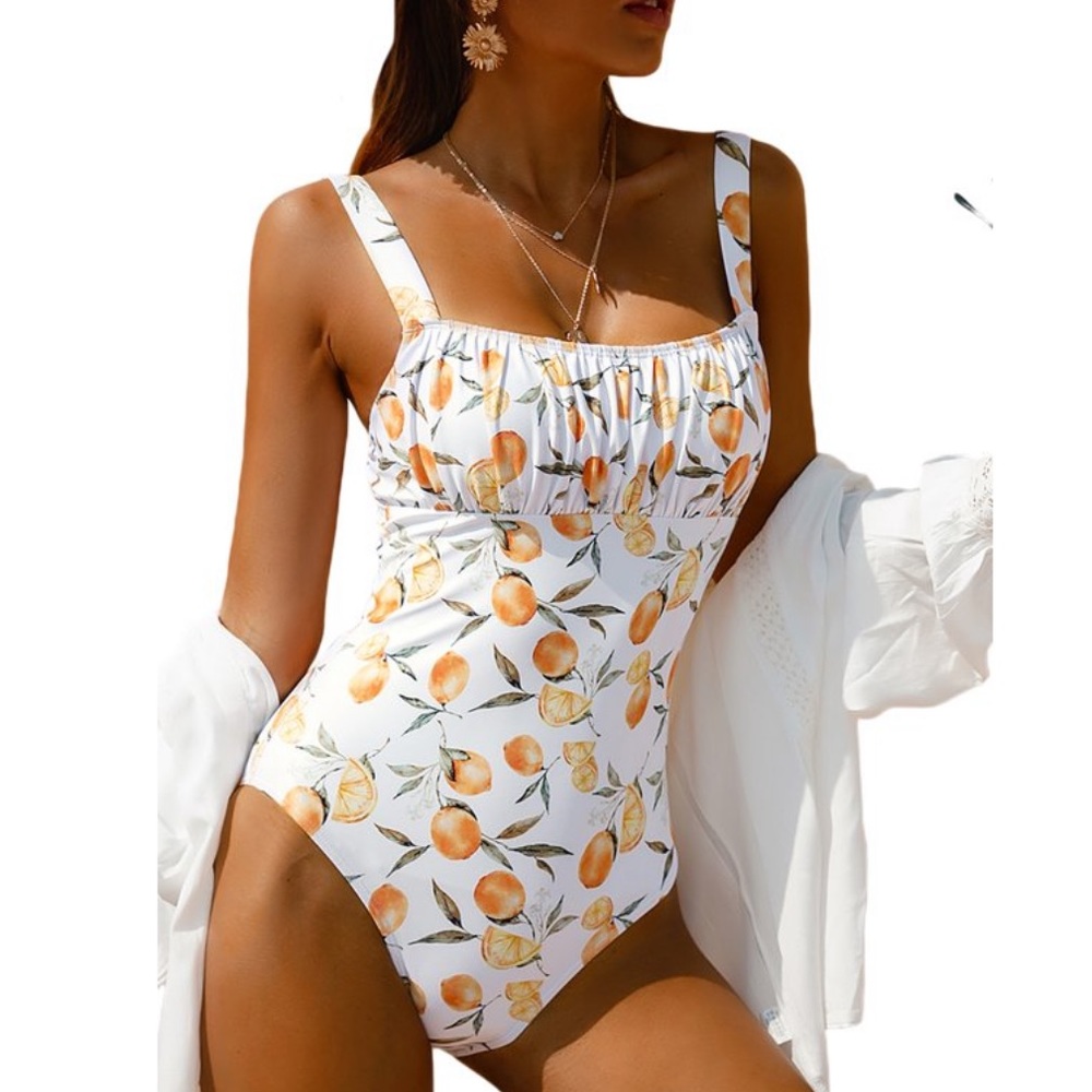 Lemon print one piece bathing suit